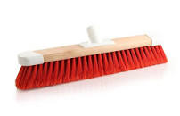 450mm Red Soft Bristle Broom Complete with Wooden Handle