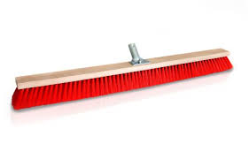 Broom 900mm Red Soft Bristle Complete with Wooden Handle & Metal Stay
