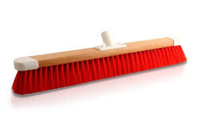 Broom 610mm Red Soft Bristle Complete with Wooden Handle